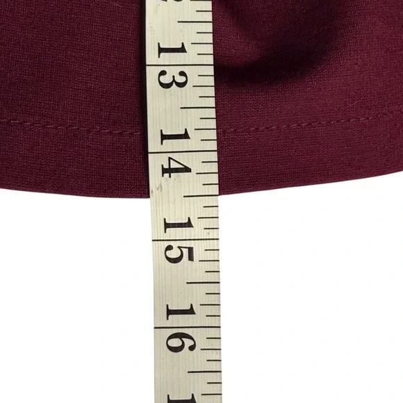 Theory Burgundy Pleated Mini Evelle Skirt Size 8 Wine Red Ponte Flared A-Line - Picture 5 of 7
